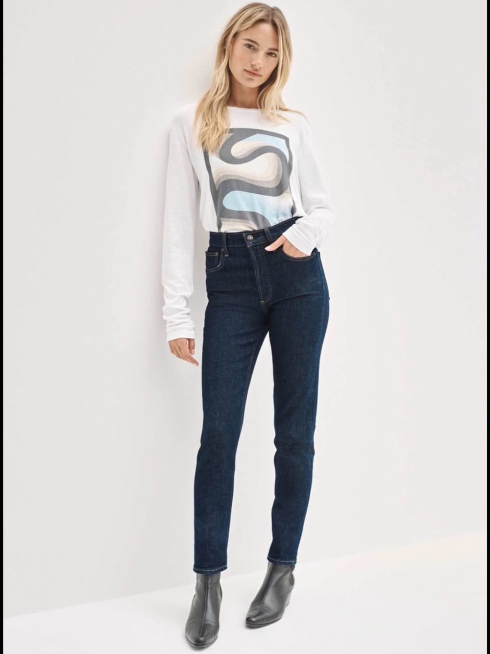 Denim Forum High-Rise Dark Indigo Yoko Slim Straight Jeans
